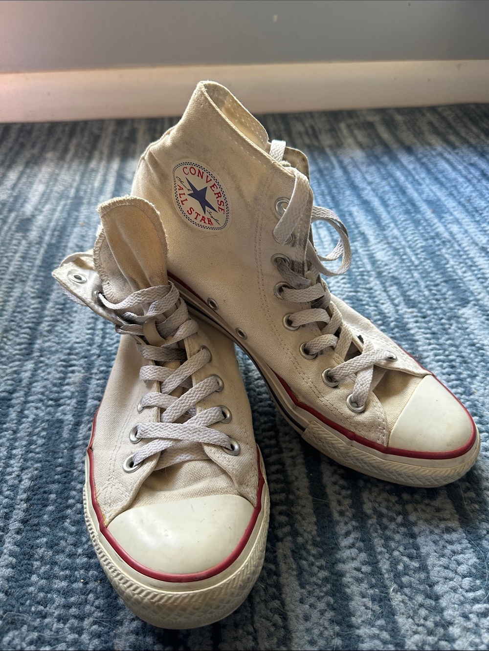 Converse All Star High Top Sneakers - Off-White with Red Trim
